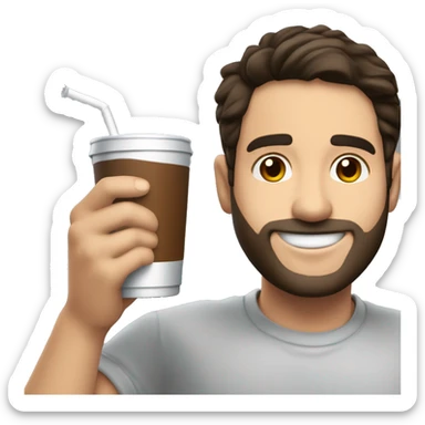 joven rubio sonriendo con un mate en la mano sticker