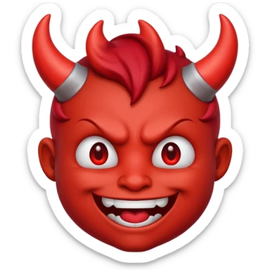 playful emoji face with devil horns, smirking expression, suggestive and cheeky sticker