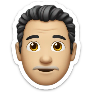 white man with black greasy hair and ponytail sticker