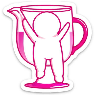 human silhouette, transparent glass with bright pink gradient from #FF335F to #FF99AA, shadows and highlights, minimalistic sticker