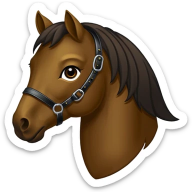 Spanisches dunkelbraunes Pferd mit langer schwarzer Mähne sticker