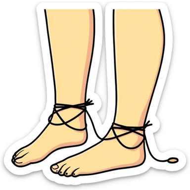 Ankles tied together with rope sticker