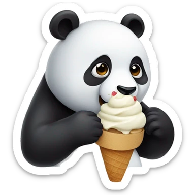 Panda eating ice cream sticker