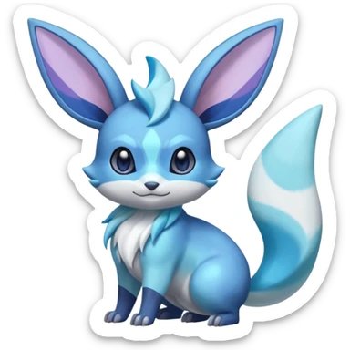 Colorful Iridescent Exotic Minccino-Aurorus-Glaceon-Fakémon-hybrid-creature (full body)  sticker
