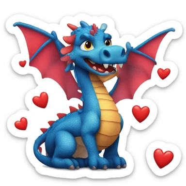Dragón con corazones  sticker