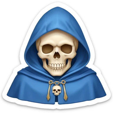 skull wearing blue hood and cloak sticker