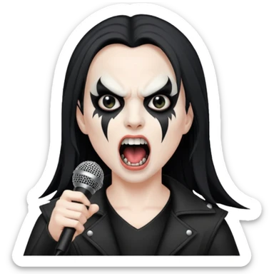 Black metal musician, screaming with mirophone sticker