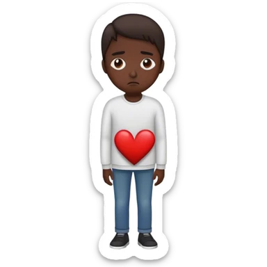 hazme un emoji en que puedas poner el cuerpo completo de una persona que esta triste (su cara) y con el corazón roto sticker
