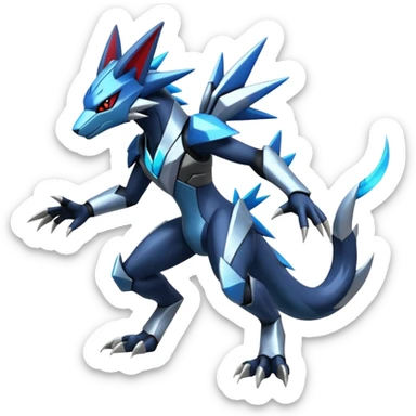 Shiny Futuristic Modern Zeraora-Dialga-Zoroark-fusion sticker