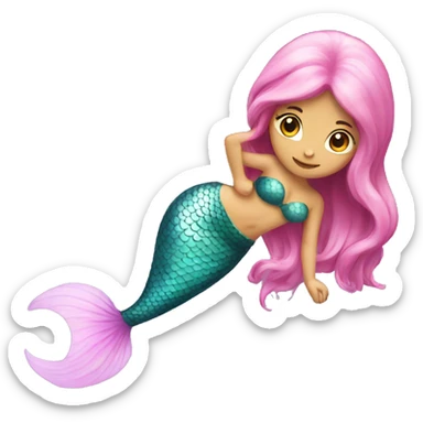 mermaid with pink tail sticker
