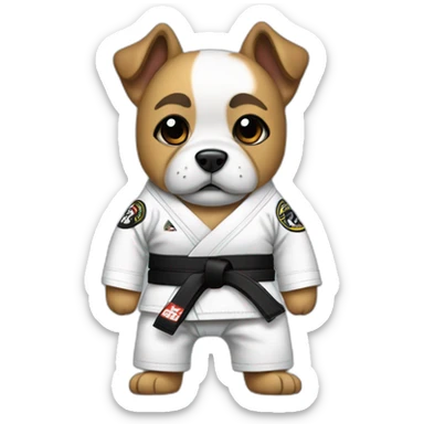 Jiu-Jitsu dog wearing a gi with a black belt  sticker