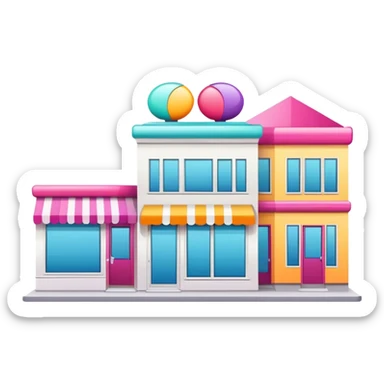 three separate beauty salon buildings connected with lines sticker