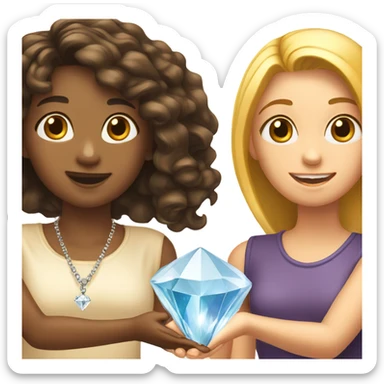 girl handing a diamond chain to her friend sticker