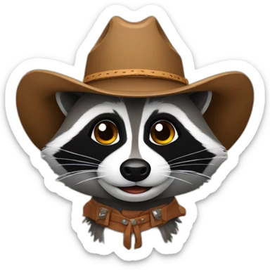 raccoon wearing cowboy hat sticker