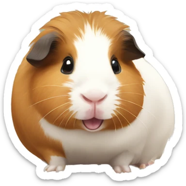 Guineapig with a strand of hay in his mouth sticker