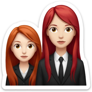 Mujer flaca con cabello largo color rojo color de piel blanca, Hombre de color medio moreno con cabello color negro, flaco sticker