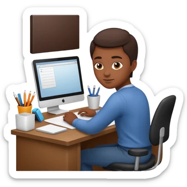 a person organizing a workspace sticker