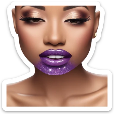 Purple ombre lip gloss with a lot of glitter sticker