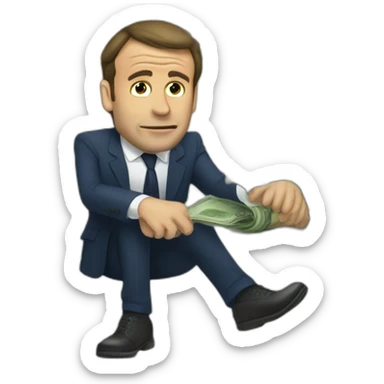 greedy macron money sticker