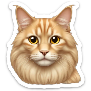 Cream orange main coon sit with an only one black eye sticker