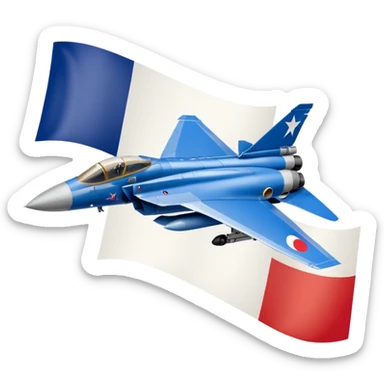 the french flag filling the entire background, and on front the mirage fighter jet sticker