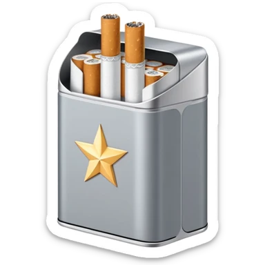7 stars grey shining cigaret pack with a few little cigaret inside sticker