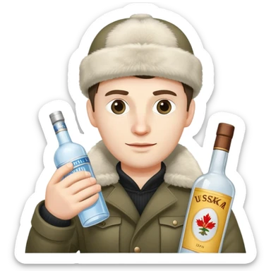 Nikolai Belinski from Call of Duty Zombies with ushanka hat and vodka bottle sticker