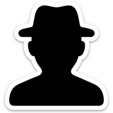 solid filled icon of a man with a hat sticker