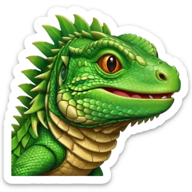 iguana's face with a happy face sticker