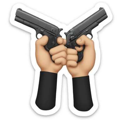 two hands imitating a pistol sticker