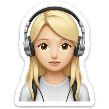 blonde girl with headphones  sticker
