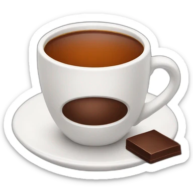 A cup of hot tea with a bar of chocolate near to a cup sticker
