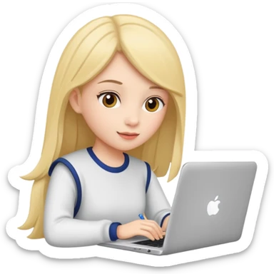 A girl is preparing for IELTS online with a laptop. sticker