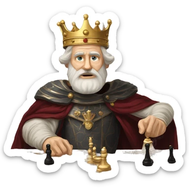 Vintage King Claudius hamlet old man big beard gold crown playing chess sticker