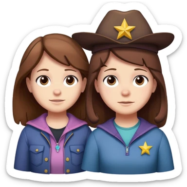 Dipper and Mabel Pines together, Gravity Falls, cartoon style sticker