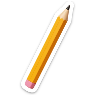 wooden pencil with a pink eraser, skeuomorphism icon style sticker