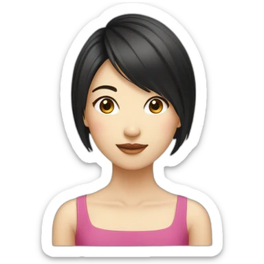 Femme cheveux cour noir asiatique sticker