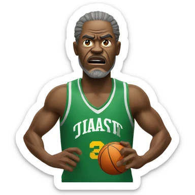An middle aged Jamaican man getting angry with basketball  sticker