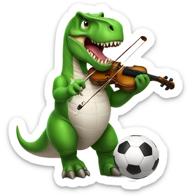 T-rex playing violino and soccer sticker