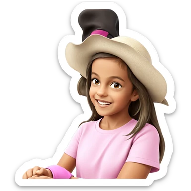 smiling girl in hat sticker