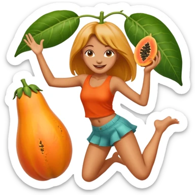 A girl dancing on a papaya  sticker
