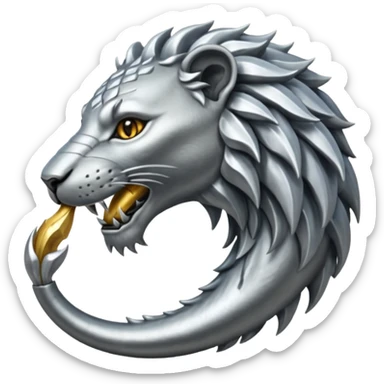 Silver Elder Scrolls Online Lion eating its tail Ouroboro sticker