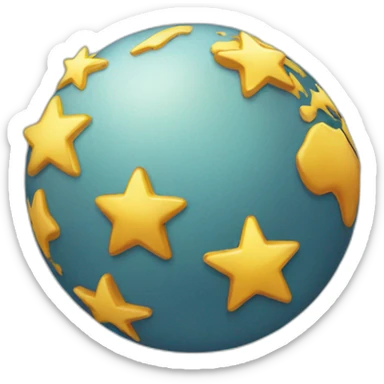 five star globe text sticker