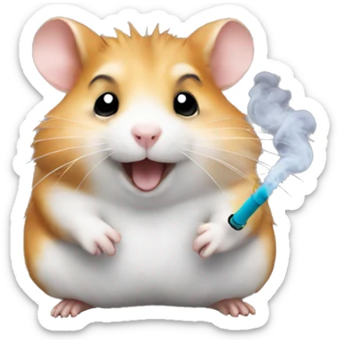 hamster with a happy face smoke shisha sticker