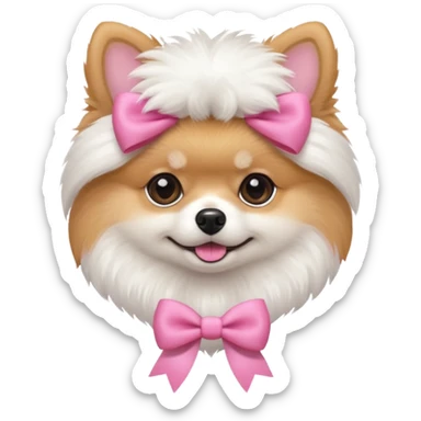 perrita pomeranea con moño rosa sticker