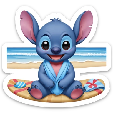 Stitch realista en la playa sticker