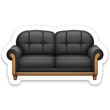 Minimalistic flat vector icon, iOS style, thin black contour on white background. Old sofa divided into two halves: one side worn out and shabby, the other side new and modern. Clean, no text, no shadows. sticker