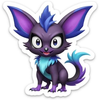 Shiny Cute Noibat-Noivern-Mightyena-Silvally-Fakémon-hybrid-creature (full body)  sticker
