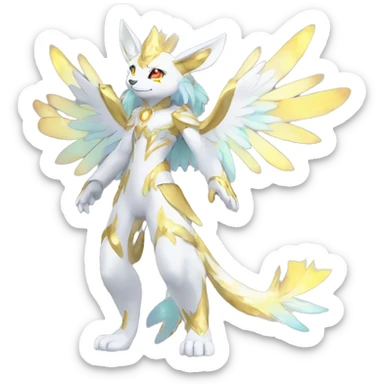 Anthro Sona Colorful Godly Celestial Shiny Fakemon Full Body sticker
