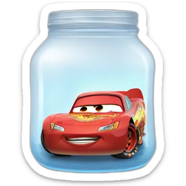 Lightning McQueen in jar drinking white liquid sticker